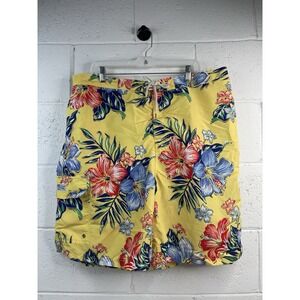 Polo Ralph Lauren Mens Yellow Kailuwa Floral Beachwear Swim Trunks  Size XLT